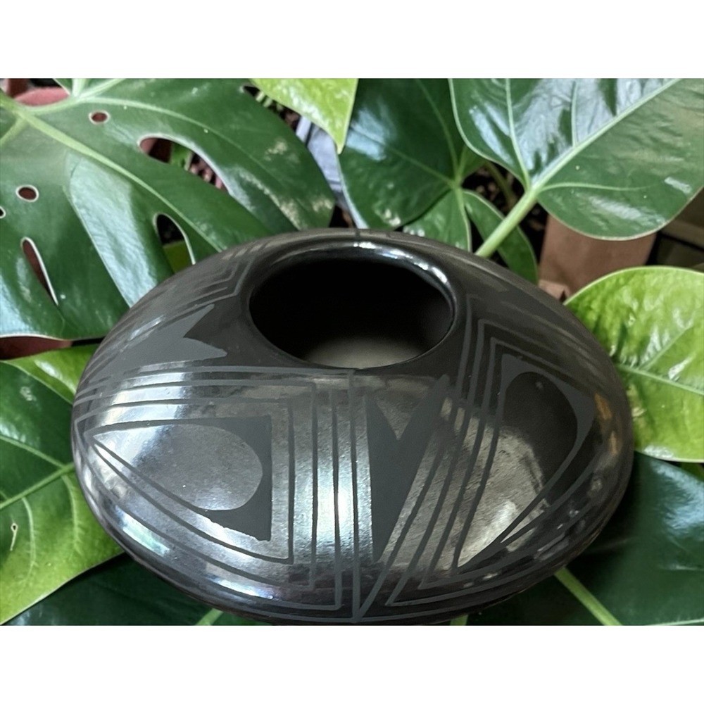 Mata Ortiz Pottery Seed Pot Abigail Marin Paquime Black On Black Art Mexican